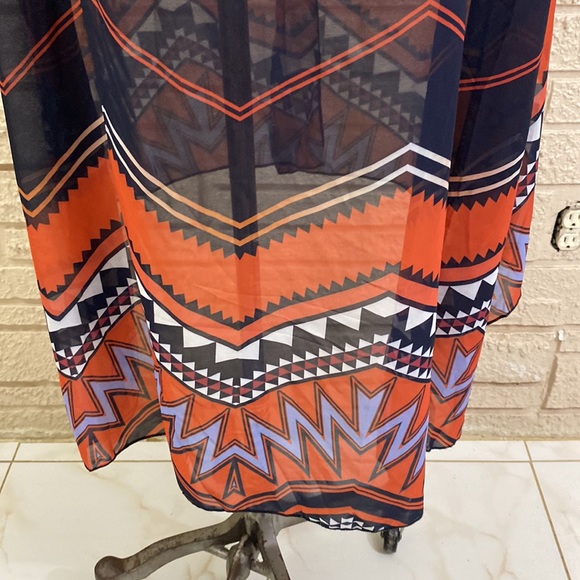 🌹No Tags Tribal Border Print Hi Low Wrap Dress - Picture 9 of 13